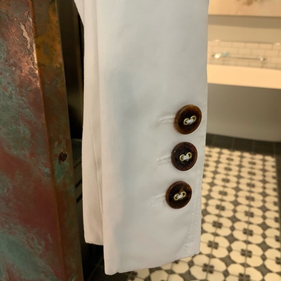 SOLD Burberry Prorsum $1795 White Collarless Cotton Blazer 44 Made in Italy - Picture 2 of 12